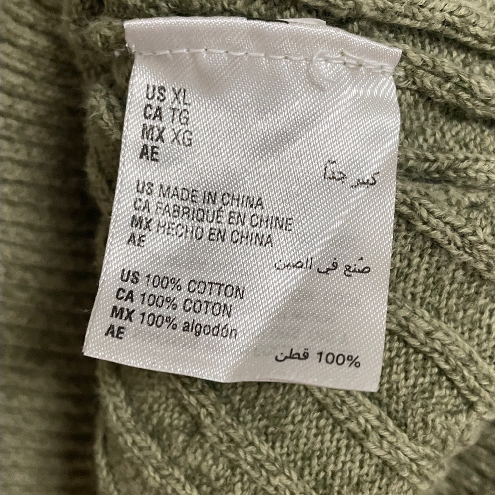 Karen Scott Olive Green Cable Knit Sweater size XL crew neck - Picture 4 of 4